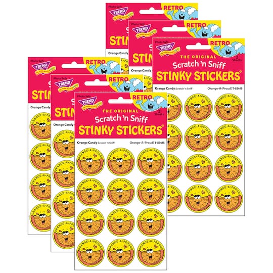 TREND Enterprises&#xAE; Orange-A-Proud! Orange Candy Scented Stickers, 6 Packs of 24